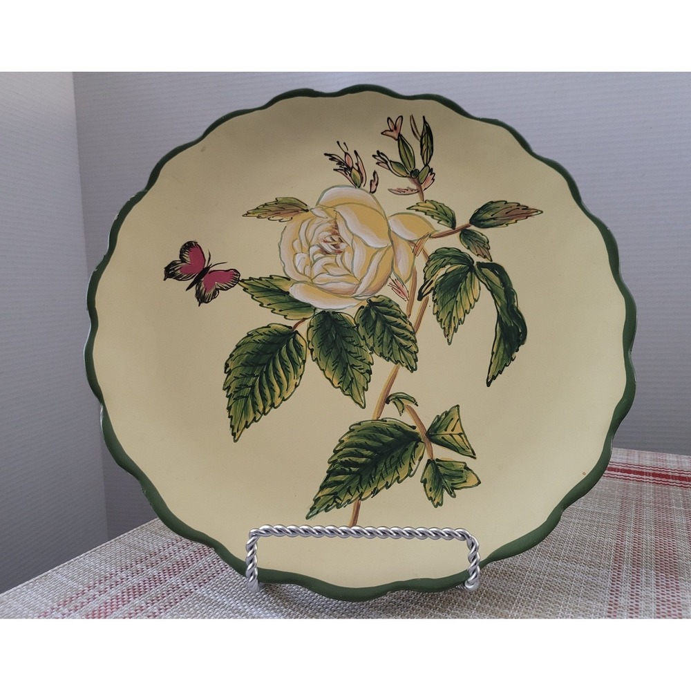 Raymond Waites Toyo Trading Co‎ Decorative Plate 10in Yellow Floral Butterfly